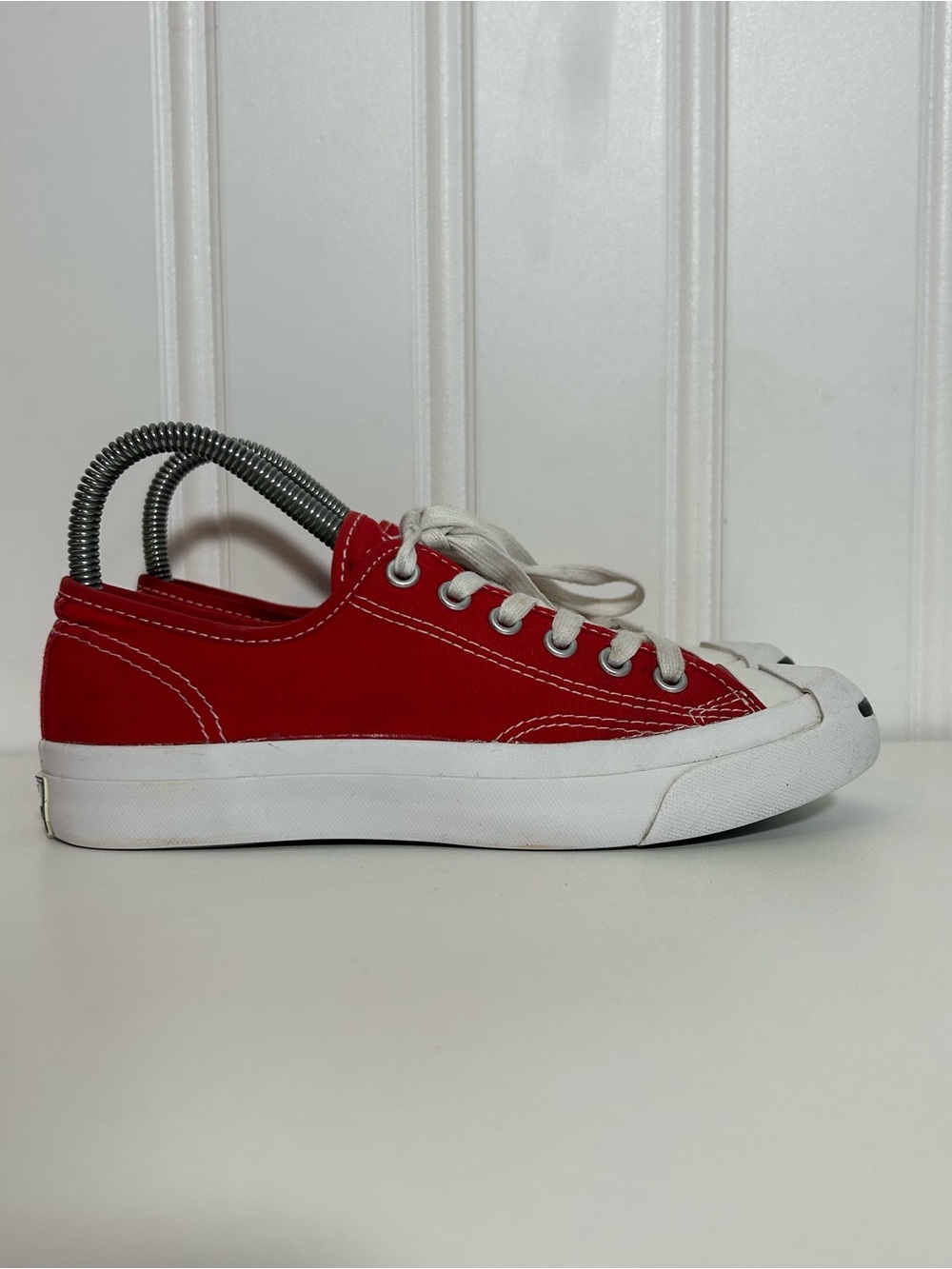 Converse Jack Purcell low Red Canvas Lace white womens 5.5